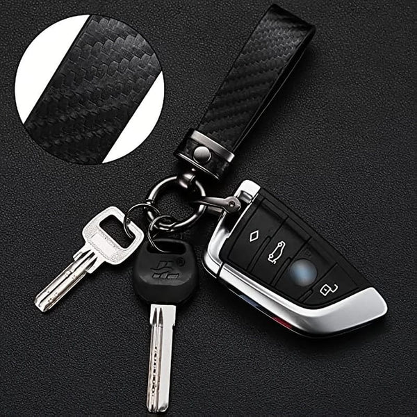 Planet Gates 1pc 1pc Carbon Fiber Style Car Keychain, Ultrafine Fiber Faux Leather Keychain