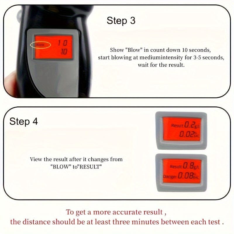 Planet Gates 1pc 1pc Digital Breathing Professional Alcohol Breathing Tester, Measurement High Precision Respiratory Car Driving Detector (Battery Not Included)