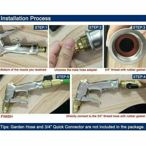 Planet Gates 1pc 1pc High Pressure Water Spray Gun Brass Nozzle Garden Hose Pipe Lawn Car Wash Water Gun