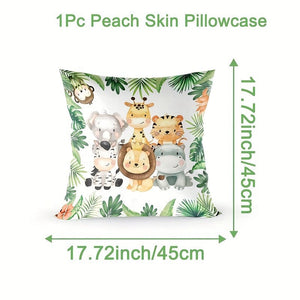 Planet Gates 1pc 1pc Jungle Animal Throw Pillowcase Sofa Decorative Cover Boys Girls Room Decor Cute Cushion Cover Home Decor, Room Decor, Bedroom Decor, Collectible Buildings Accessories (Cushion Is Not Included