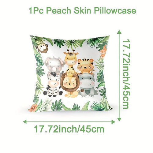 Planet Gates 1pc 1pc Jungle Animal Throw Pillowcase Sofa Decorative Cover Boys Girls Room Decor Cute Cushion Cover Home Decor, Room Decor, Bedroom Decor, Collectible Buildings Accessories (Cushion Is Not Included