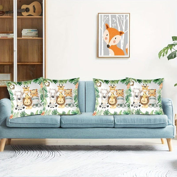 Planet Gates 1pc 1pc Jungle Animal Throw Pillowcase Sofa Decorative Cover Boys Girls Room Decor Cute Cushion Cover Home Decor, Room Decor, Bedroom Decor, Collectible Buildings Accessories (Cushion Is Not Included