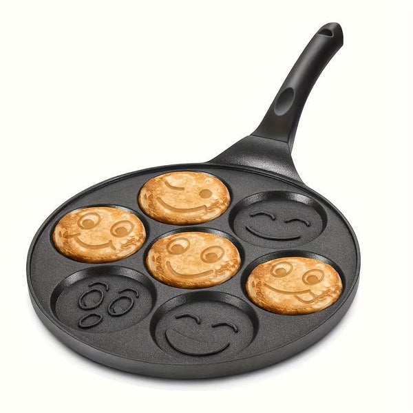 Planet Gates 1pc 1pc Mini Pancake Griddle, Mini Pancake Pan, Smiley Face Pancake Pan, Pancake Maker With 7 Mold Design, Cookware, Kitchenware, Kitchen Supplies, Kitchen Items