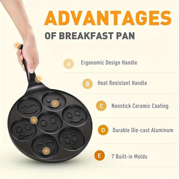 Planet Gates 1pc 1pc Mini Pancake Griddle, Mini Pancake Pan, Smiley Face Pancake Pan, Pancake Maker With 7 Mold Design, Cookware, Kitchenware, Kitchen Supplies, Kitchen Items