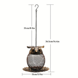 Planet Gates 1pc 1pc Owl Shaped Outdoor Garden Wild Bird Feeder Hanging Bird Feeders, Heavy Duty Copper Metal Mesh Wild Finch Bird Feeder For Outside With Hook For Garden Yard Decor