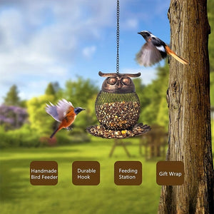 Planet Gates 1pc 1pc Owl Shaped Outdoor Garden Wild Bird Feeder Hanging Bird Feeders, Heavy Duty Copper Metal Mesh Wild Finch Bird Feeder For Outside With Hook For Garden Yard Decor