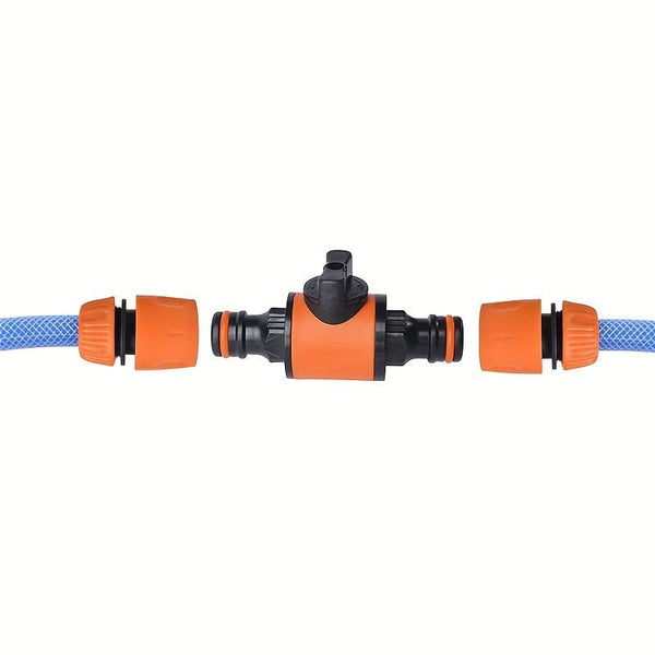Planet Gates 1pc 1pc, Plastic Double Pass Nipple Valve Garden Water Pipe Connector Two Pass Two Way Connector Quick Connect 1pc, Quick-release Double-Way Water Pipe Joint With Switch In-line Shut-off Connector For Garden Lawn Yard Hose