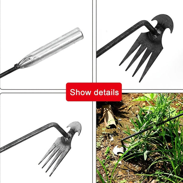 Planet Gates 1pc 1pc Small Weed Puller With 4 Teeth, Gardening Hand Tools, Weed Remover Tool For Yard Ergonomic Weeder Tool（The Handle Can Be Lengthened By Yourself） - Stand Up Weed Puller For Effortless Lawn & Garden Maintenance!
