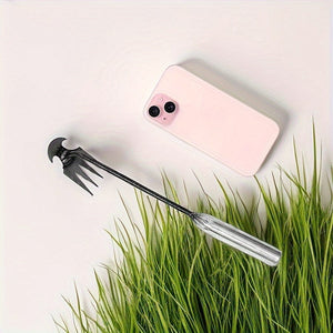 Planet Gates 1pc 1pc Small Weed Puller With 4 Teeth, Gardening Hand Tools, Weed Remover Tool For Yard Ergonomic Weeder Tool（The Handle Can Be Lengthened By Yourself） - Stand Up Weed Puller For Effortless Lawn & Garden Maintenance!