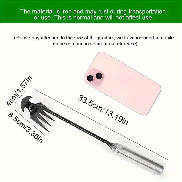 Planet Gates 1pc 1pc Small Weed Puller With 4 Teeth, Gardening Hand Tools, Weed Remover Tool For Yard Ergonomic Weeder Tool（The Handle Can Be Lengthened By Yourself） - Stand Up Weed Puller For Effortless Lawn & Garden Maintenance!