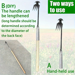 Planet Gates 1pc 1pc Small Weed Puller With 4 Teeth, Gardening Hand Tools, Weed Remover Tool For Yard Ergonomic Weeder Tool（The Handle Can Be Lengthened By Yourself） - Stand Up Weed Puller For Effortless Lawn & Garden Maintenance!