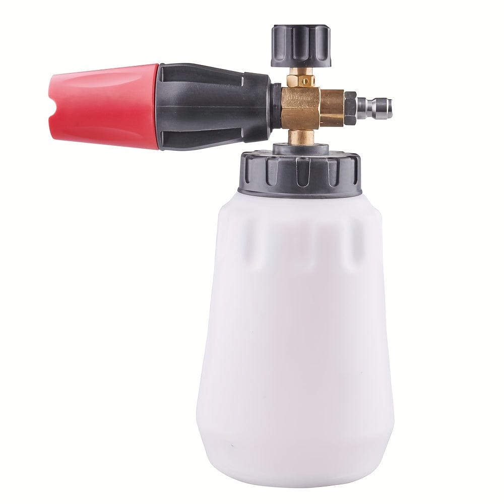 Planet Gates 1pc 1pc Snow Foam Cannon Lance With 1000ML Bottle Pressure Washer Car Wash Clear Snow Cannon Big Mouth, 1/4 Quick Connect