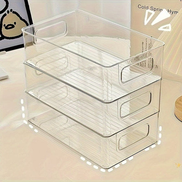 Planet Gates 1pc 1pc Stackable Refrigerator Organizer Box Transparent Kitchen Organizer Container For Pantry Cabinet Shelf Drawer Fridge Food Safe Snack Fruit Vegetable And Beverage Box
