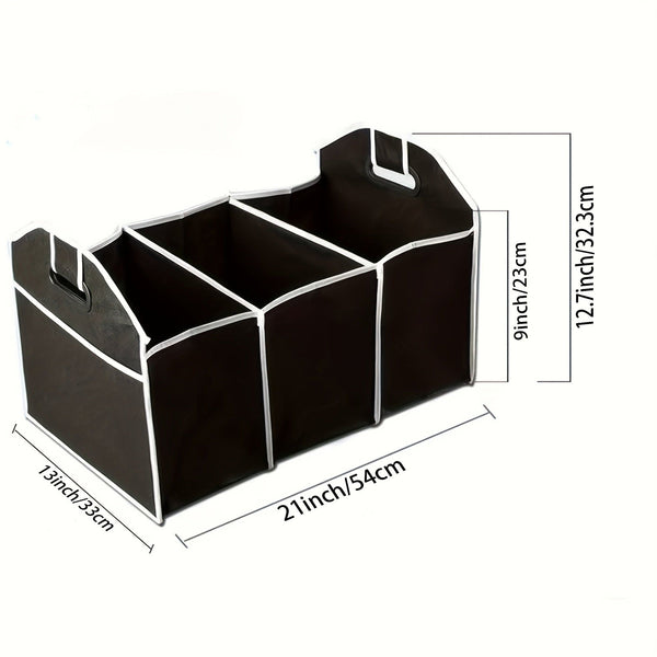 Planet Gates 1pc 1pc Universal Car Trunk Organizer, Portable Foldable Car Storage Box, Waterproof Auto Storage Bag With 3 Compartments, Car Interior Supplies, Car Accessories