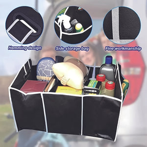 Planet Gates 1pc 1pc Universal Car Trunk Organizer, Portable Foldable Car Storage Box, Waterproof Auto Storage Bag With 3 Compartments, Car Interior Supplies, Car Accessories