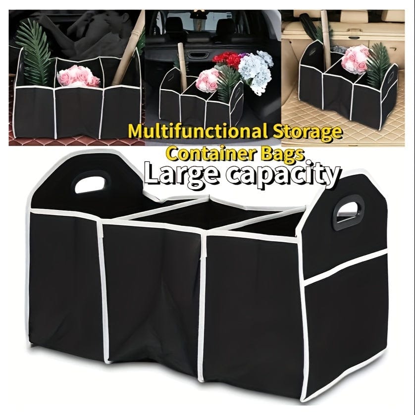 Planet Gates 1pc 1pc Universal Car Trunk Organizer, Portable Foldable Car Storage Box, Waterproof Auto Storage Bag With 3 Compartments, Car Interior Supplies, Car Accessories