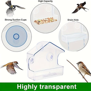 Planet Gates 1pc 1pc Window Bird Feeder For Outside, Transparent Plastic Window Bird Feeders With Strong Suction Cups, Transparent Birds Food Holder, Home Window Bird House