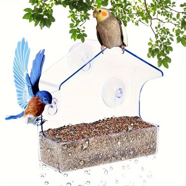 Planet Gates 1pc 1pc Window Bird Feeder For Outside, Transparent Plastic Window Bird Feeders With Strong Suction Cups, Transparent Birds Food Holder, Home Window Bird House