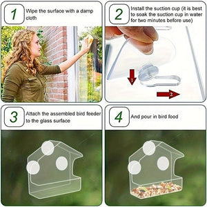 Planet Gates 1pc 1pc Window Bird Feeder For Outside, Transparent Plastic Window Bird Feeders With Strong Suction Cups, Transparent Birds Food Holder, Home Window Bird House