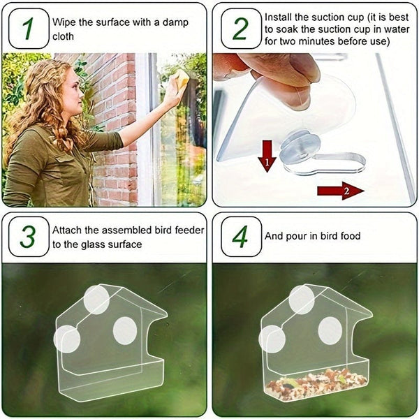 Planet Gates 1pc 1pc Window Bird Feeder For Outside, Transparent Plastic Window Bird Feeders With Strong Suction Cups, Transparent Birds Food Holder, Home Window Bird House