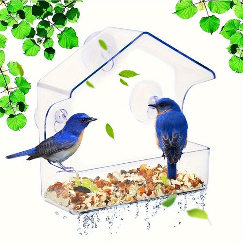 Planet Gates 1pc 1pc Window Bird Feeder For Outside, Transparent Plastic Window Bird Feeders With Strong Suction Cups, Transparent Birds Food Holder, Home Window Bird House