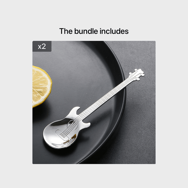 Planet Gates 1pc*2 1pc Creative Guitar Shaped Spoon For Coffee, Tea, Desserts, Ice Cream - Stainless Steel Kitchen Accessory
