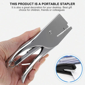 Planet Gates 1pc 20 Sheets Nailer No-Jam Hand Grip Metal Stapler Heavy Duty Desktop Stapler without Stitching Needle (Silver)