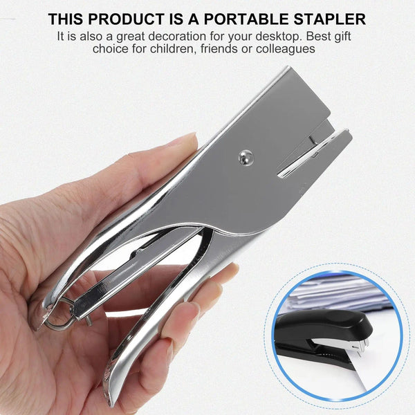 Planet Gates 1pc 20 Sheets Nailer No-Jam Hand Grip Metal Stapler Heavy Duty Desktop Stapler without Stitching Needle (Silver)