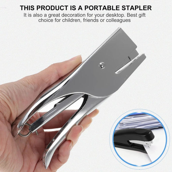 Planet Gates 1pc 20 Sheets Nailer No-Jam Hand Grip Metal Stapler Heavy Duty Desktop Stapler without Stitching Needle (Silver)