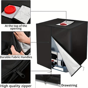 Planet Gates 1pc, 210D Oxford IBC Tank Cover 1000L UV Waterproof Container Cover Anit Protective Cover with Zipper, Outdoor Water Cover