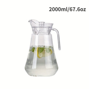 Planet Gates 1pc / 2L /66oz 1/2pcs, Plastic Pitcher With Lid, Easy Clean Heat Resistant Plastic Water Carafe With Handle For Hot/Cold Beverages - Water, Cold Brew, Iced Tea & Juice, Living Room Accessories, Restaurant Supplies