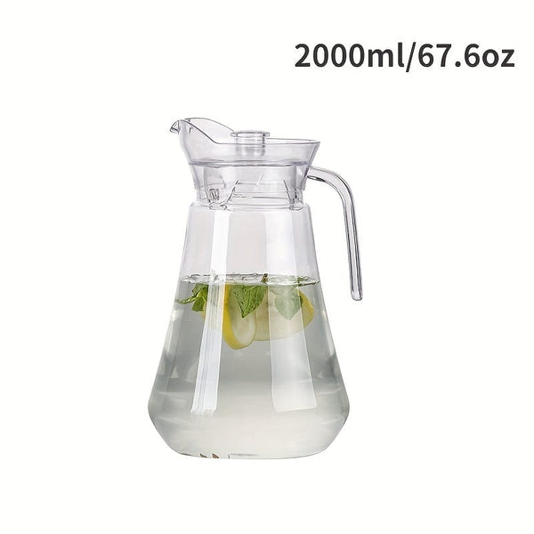 Planet Gates 1pc / 2L /66oz 1/2pcs, Plastic Pitcher With Lid, Easy Clean Heat Resistant Plastic Water Carafe With Handle For Hot/Cold Beverages - Water, Cold Brew, Iced Tea & Juice, Living Room Accessories, Restaurant Supplies