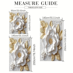 Planet Gates 1pc, 3D Floral Print Tablecloth (Polyester), Elegant Rose Pattern, Rectangular Dining Table Decor, Home Decor, Festive Table Linens, Washable And Reusable