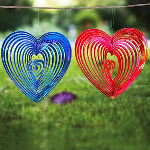 Planet Gates 1pc 3D Heart Shaped Wind Spinner, Bird Repellent, 3D Hanging Wind Spinners, Hanging Wind Spinners For Yard & Garden Decoration, Outdoor Hanging Ornament