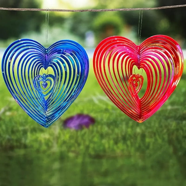 Planet Gates 1pc 3D Heart Shaped Wind Spinner, Bird Repellent, 3D Hanging Wind Spinners, Hanging Wind Spinners For Yard & Garden Decoration, Outdoor Hanging Ornament