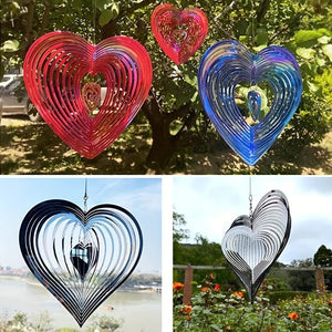 Planet Gates 1pc 3D Heart Shaped Wind Spinner, Bird Repellent, 3D Hanging Wind Spinners, Hanging Wind Spinners For Yard & Garden Decoration, Outdoor Hanging Ornament