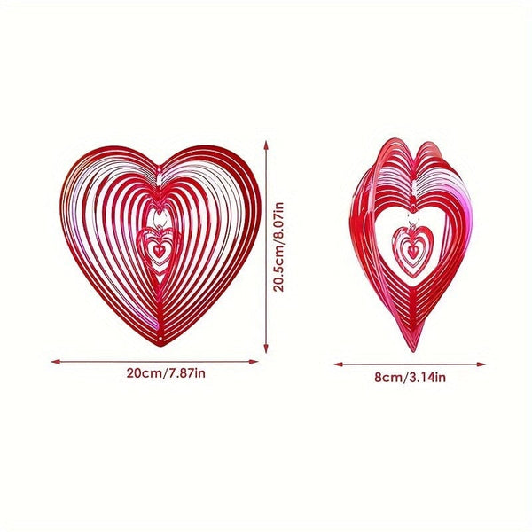 Planet Gates 1pc 3D Heart Shaped Wind Spinner, Bird Repellent, 3D Hanging Wind Spinners, Hanging Wind Spinners For Yard & Garden Decoration, Outdoor Hanging Ornament