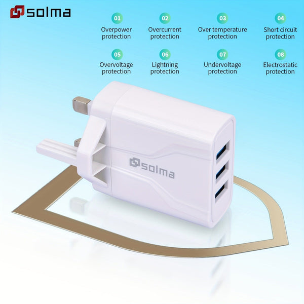 Planet Gates 1pc 3USB Charger/UK Standard