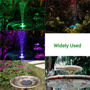 Planet Gates 1pc 3W LED Solar Bird Bath Fountains, Solar Panel, Model: CP31-2410 Built-in 1500mAh Battery Solar Fountain Pump, 6 Nozzles 6 Fountain Styles, Suitable For Garden, Bird Bath, Pond, Fish Tank Solar Floating Fountain Pump