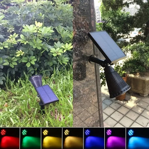 Planet Gates 1pc 4/7LED Solar Garden Light, Outdoor Waterproof Spotlight, Landscape Tree Lawn RGB Lawn Light With Solar Grass Light