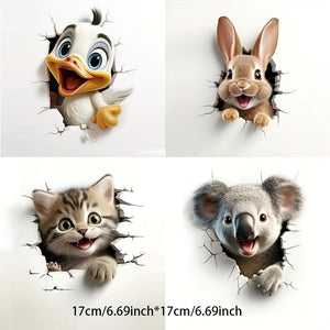 Planet Gates 1pc 4 In 1 Animal Stickers Decals, Fun Car Stickers, Motorcycle Stickers, Laptop, Home Window Wall Wall Cup Toolbox Guitar Scooter Stickers Decals