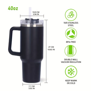 Planet Gates 1pc 40 Oz Tumbler With Lid And Straw, 18/8 Stainless Steel Vacuum Insulated Travel Mug, Thermal & Lced Coffee Cup, Double Wall Leak-proof Sports Water Bottle For Hot And Cold Drinks