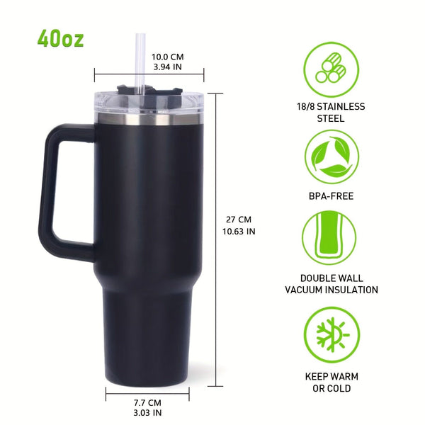 Planet Gates 1pc 40 Oz Tumbler With Lid And Straw, 18/8 Stainless Steel Vacuum Insulated Travel Mug, Thermal & Lced Coffee Cup, Double Wall Leak-proof Sports Water Bottle For Hot And Cold Drinks