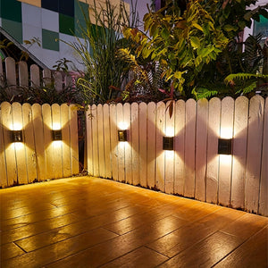 Planet Gates 1pc 4LED Solar Wall Light Set, UP And Down Illuminate Outdoor Sunlight Sensor Lamp Waterproof Modern Nordic Style Decor For Porches, Pathways, Gardens, Courtyard, Lawn, Terrace, Fence, And Lane