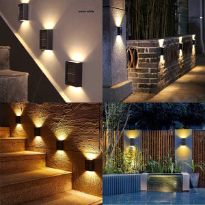 Planet Gates 1pc 4LED Solar Wall Light Set, UP And Down Illuminate Outdoor Sunlight Sensor Lamp Waterproof Modern Nordic Style Decor For Porches, Pathways, Gardens, Courtyard, Lawn, Terrace, Fence, And Lane
