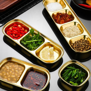 Planet Gates 1pc/4pcs Serving Plate, Snack Plate, Stainless Steel Sauce Dish, Salt Vinegar Sugar Condiment Dipping Bowl
