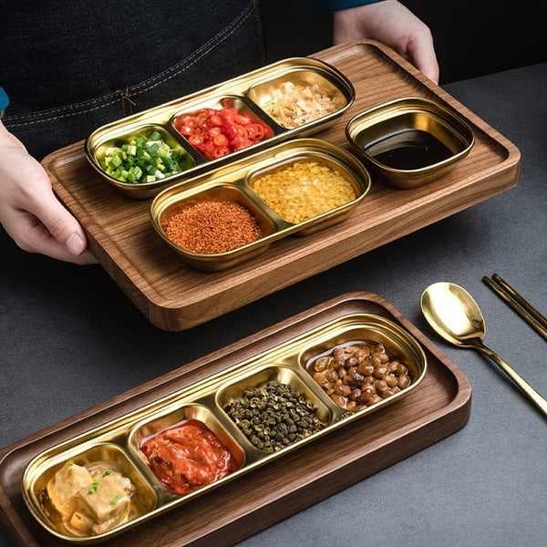 Planet Gates 1pc/4pcs Serving Plate, Snack Plate, Stainless Steel Sauce Dish, Salt Vinegar Sugar Condiment Dipping Bowl