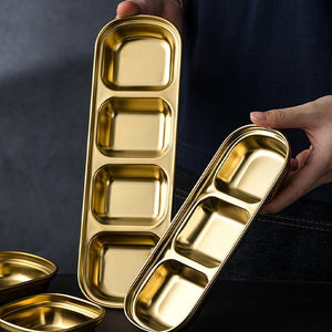 Planet Gates 1pc/4pcs Serving Plate, Snack Plate, Stainless Steel Sauce Dish, Salt Vinegar Sugar Condiment Dipping Bowl