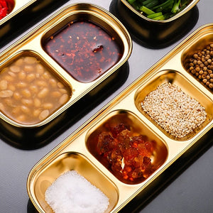 Planet Gates 1pc/4pcs Serving Plate, Snack Plate, Stainless Steel Sauce Dish, Salt Vinegar Sugar Condiment Dipping Bowl