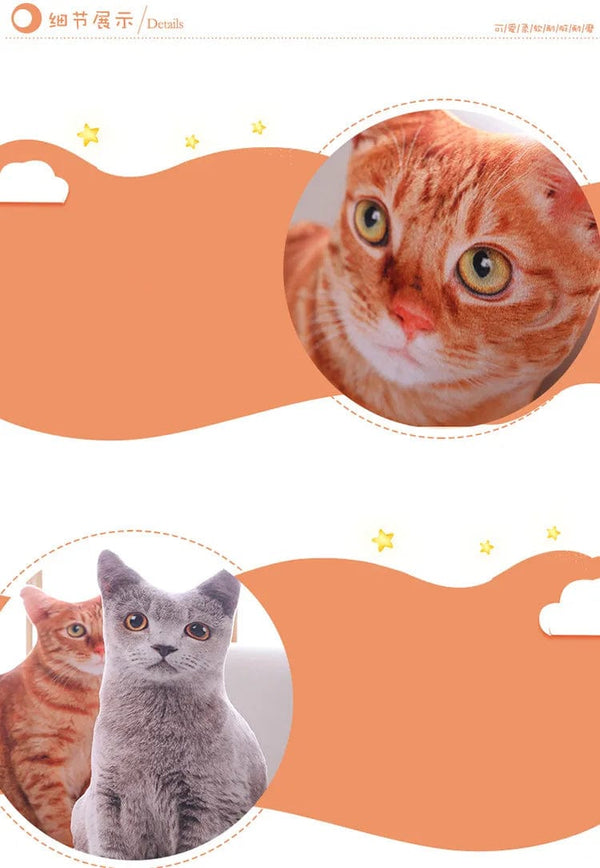 Planet Gates 1pc 50cm Simulation Plush Cat Pillows Soft Stuffed Animals Cushion Sofa Decor Cartoon Plush Toys for Children Kids Gift